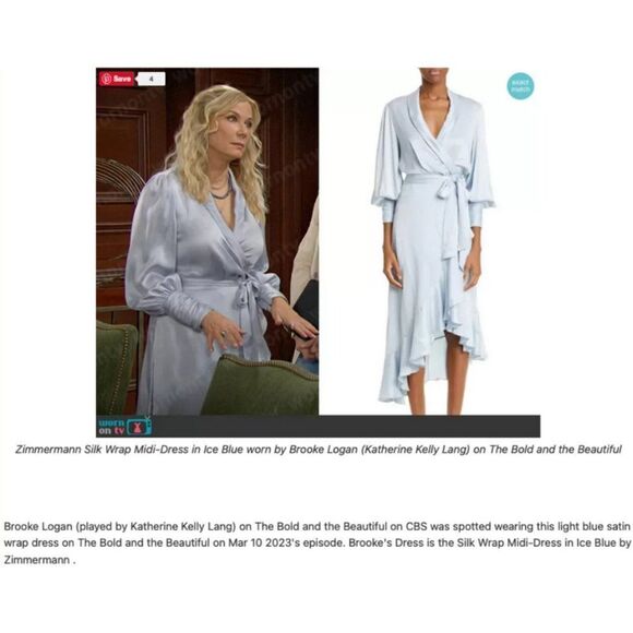 💕ZIMMERMANN💕 Silk Wrap Midi Dress ~ Ice Blue US 6 NWT - Picture 10 of 16